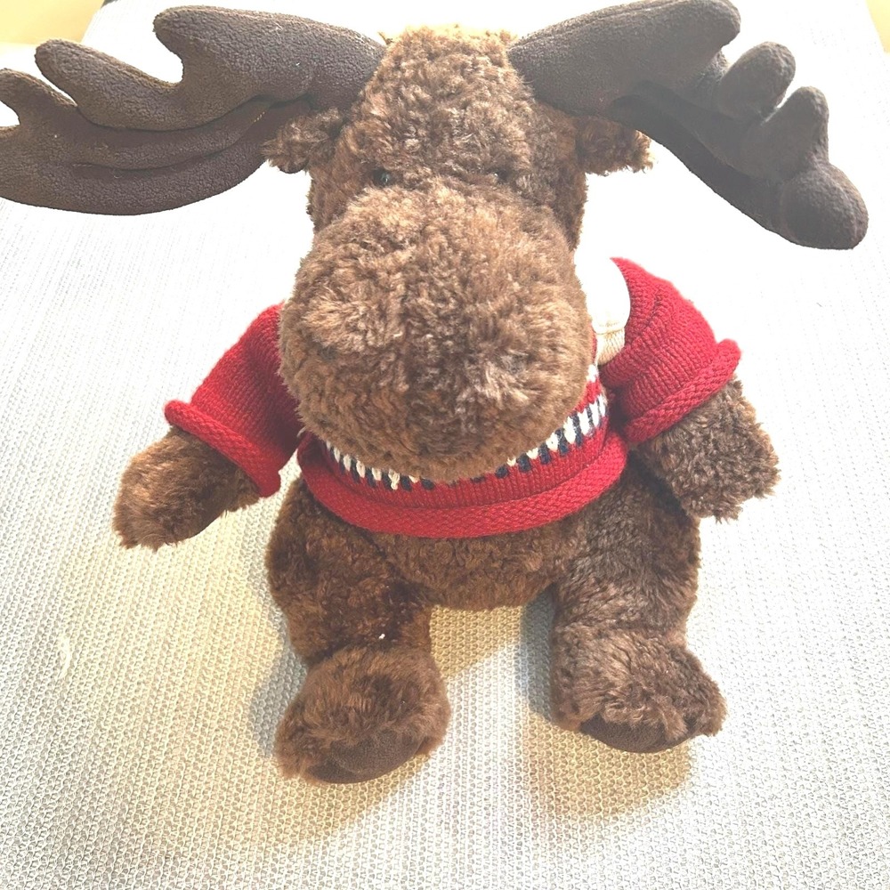 American Eagle GUND Moose Plush Red Sweater Backpack Medium Brown